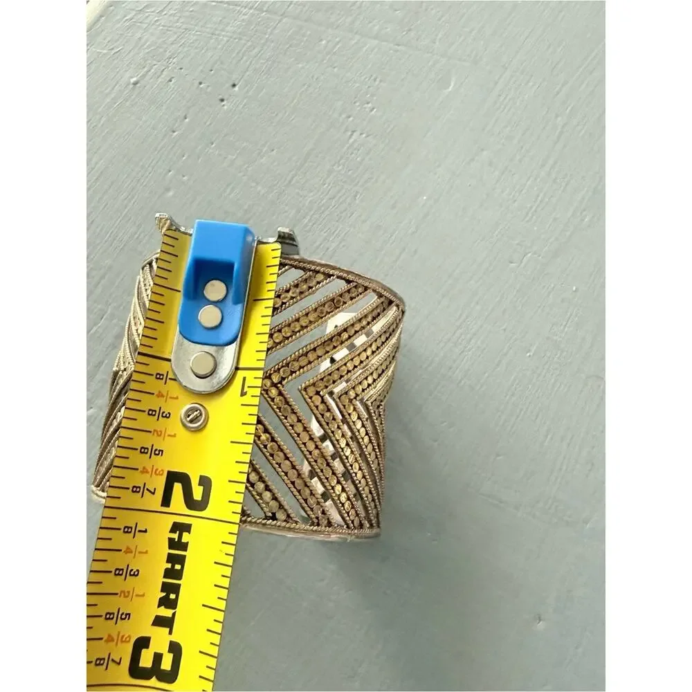 Anna Beck 925 Sterling Silver 18K Gold Plated Wide Cuff Bracelet